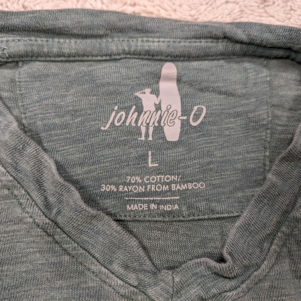 Johnnie-O T-Shirt Men's L Green Avocado Cotton Bamboo V-Neck Short Sleeve - Picture 6 of 8